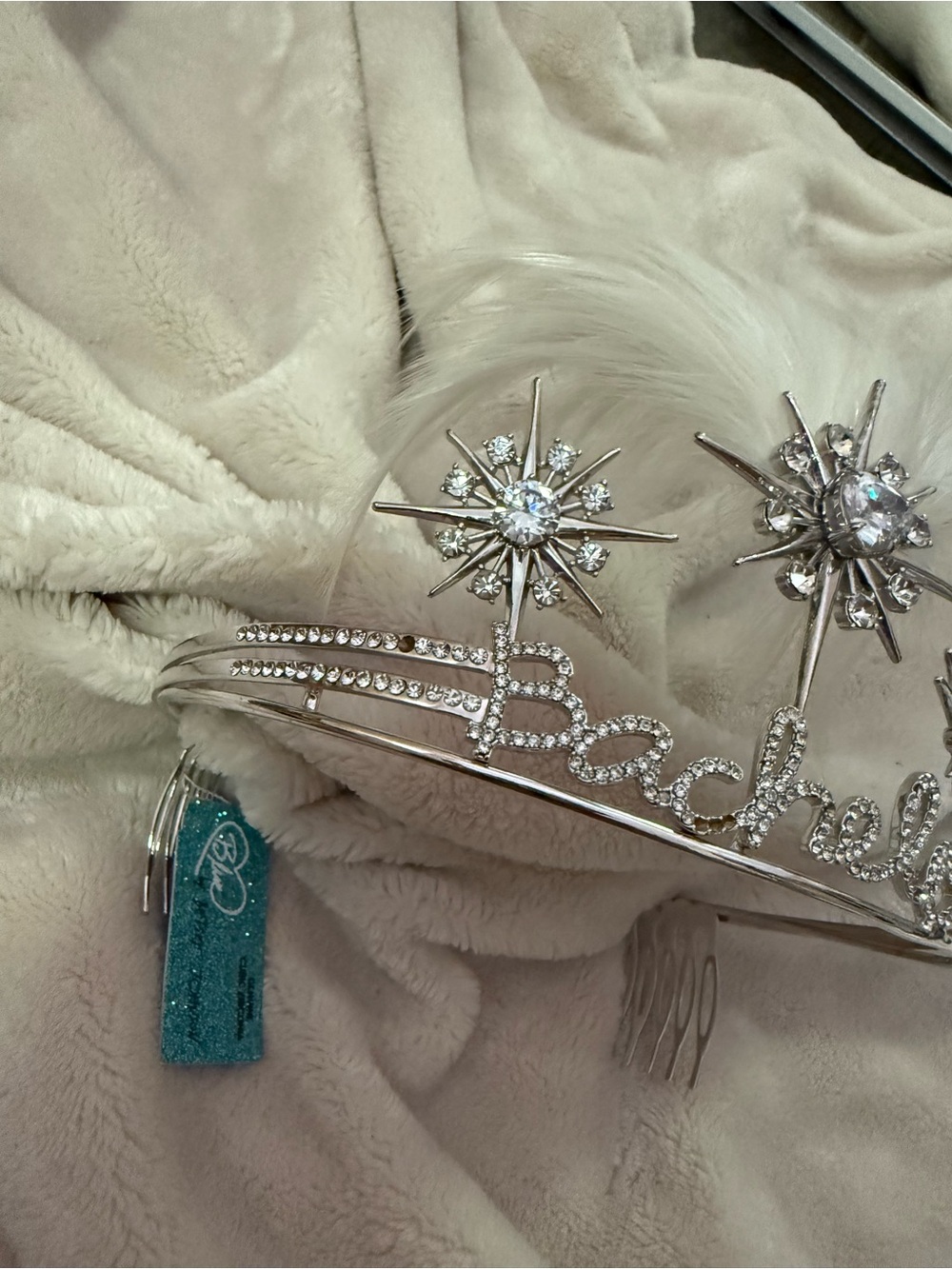 Betsey Johnson Rhinestone 'Bachelorette' Tiara Hair Comb - Silver - Picture 3 of 6